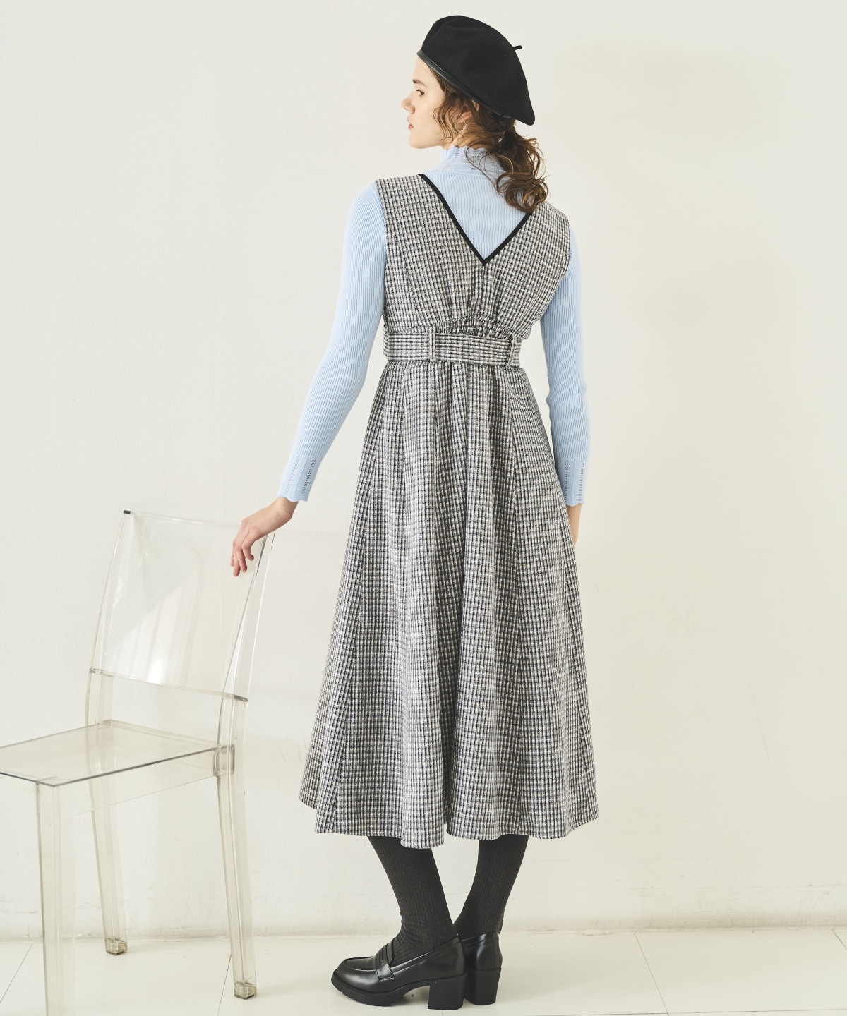 ラメツイードVネックジャンスカ