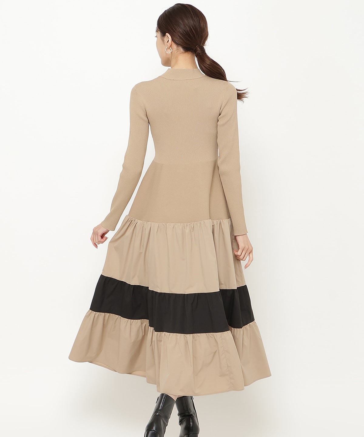 布帛ティアードドッキングワンピース