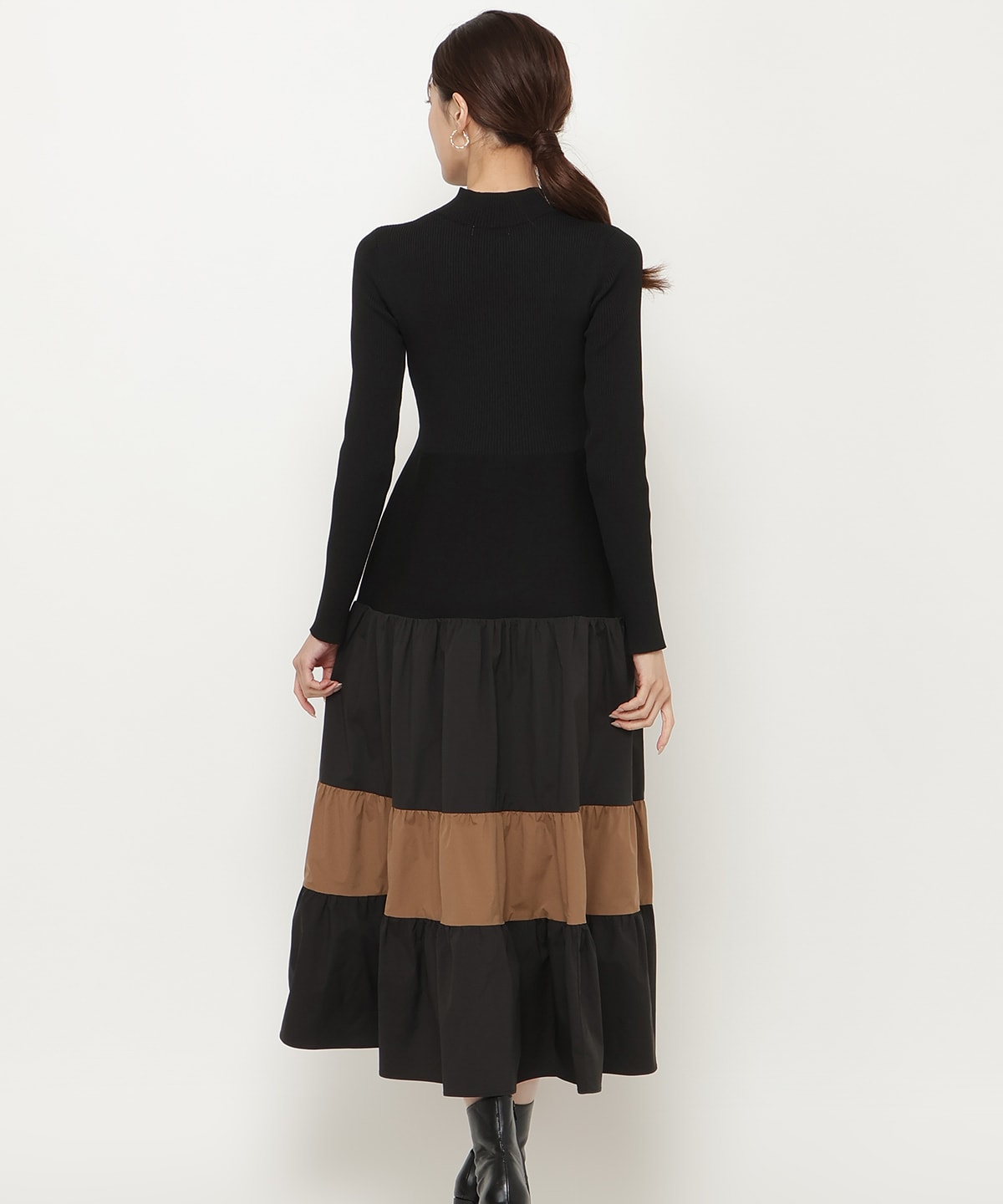 布帛ティアードドッキングワンピース