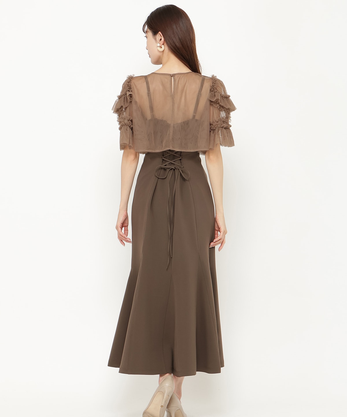 チュールフリルマーメイドドレス