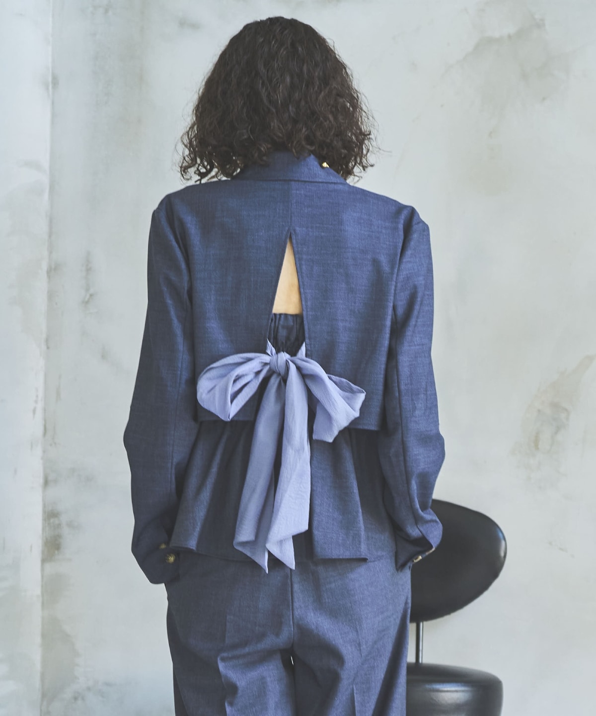 シャンブレーバックリボンショートジャケット