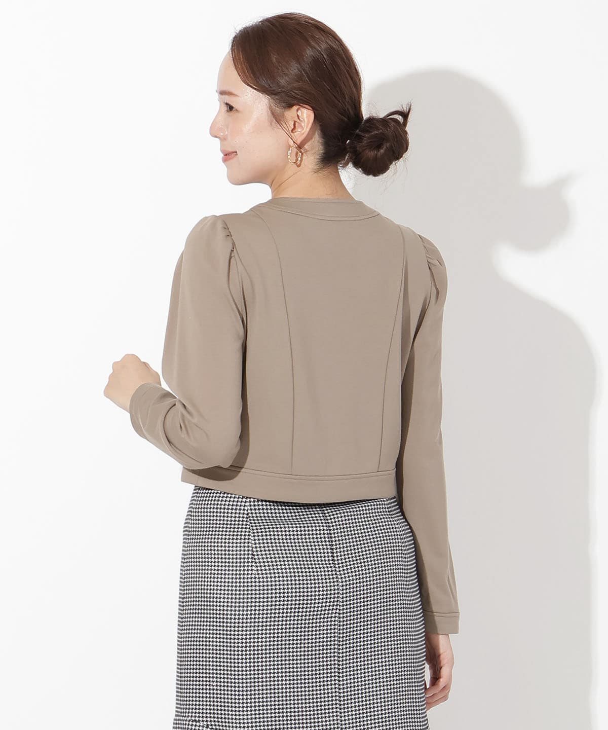 ポンチノーカラー長袖ジャケット