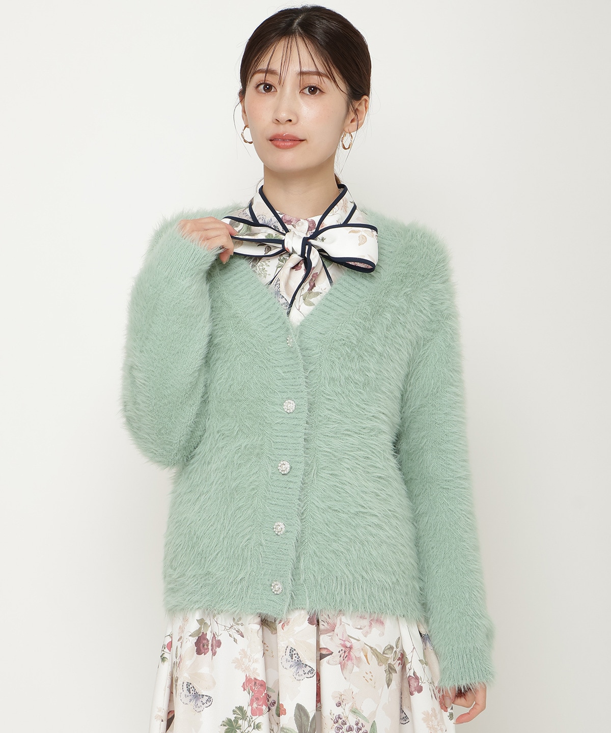 シャギーロングカーデ