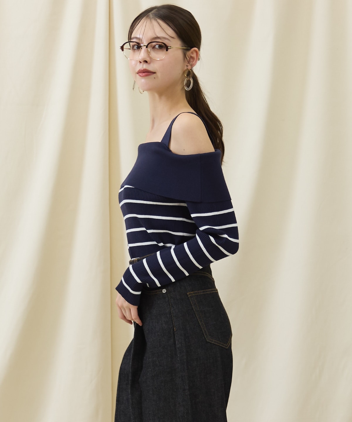 オフショルニットプルオーバー