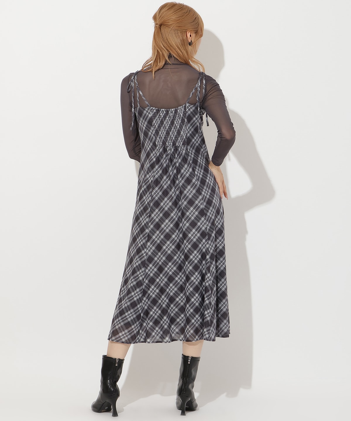 バイヤスチェックキャミワンピース