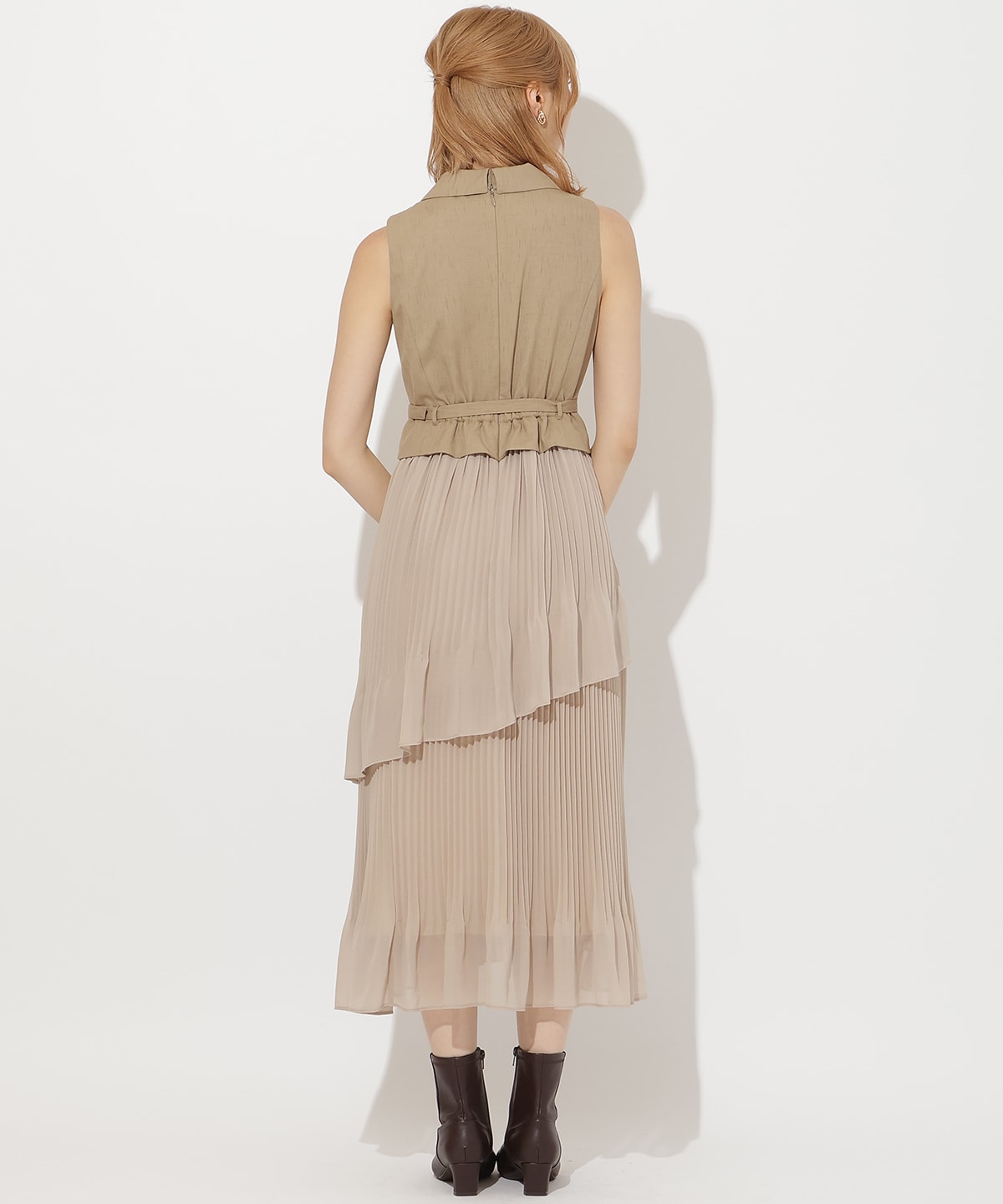 ベストレイヤードプリーツワンピース