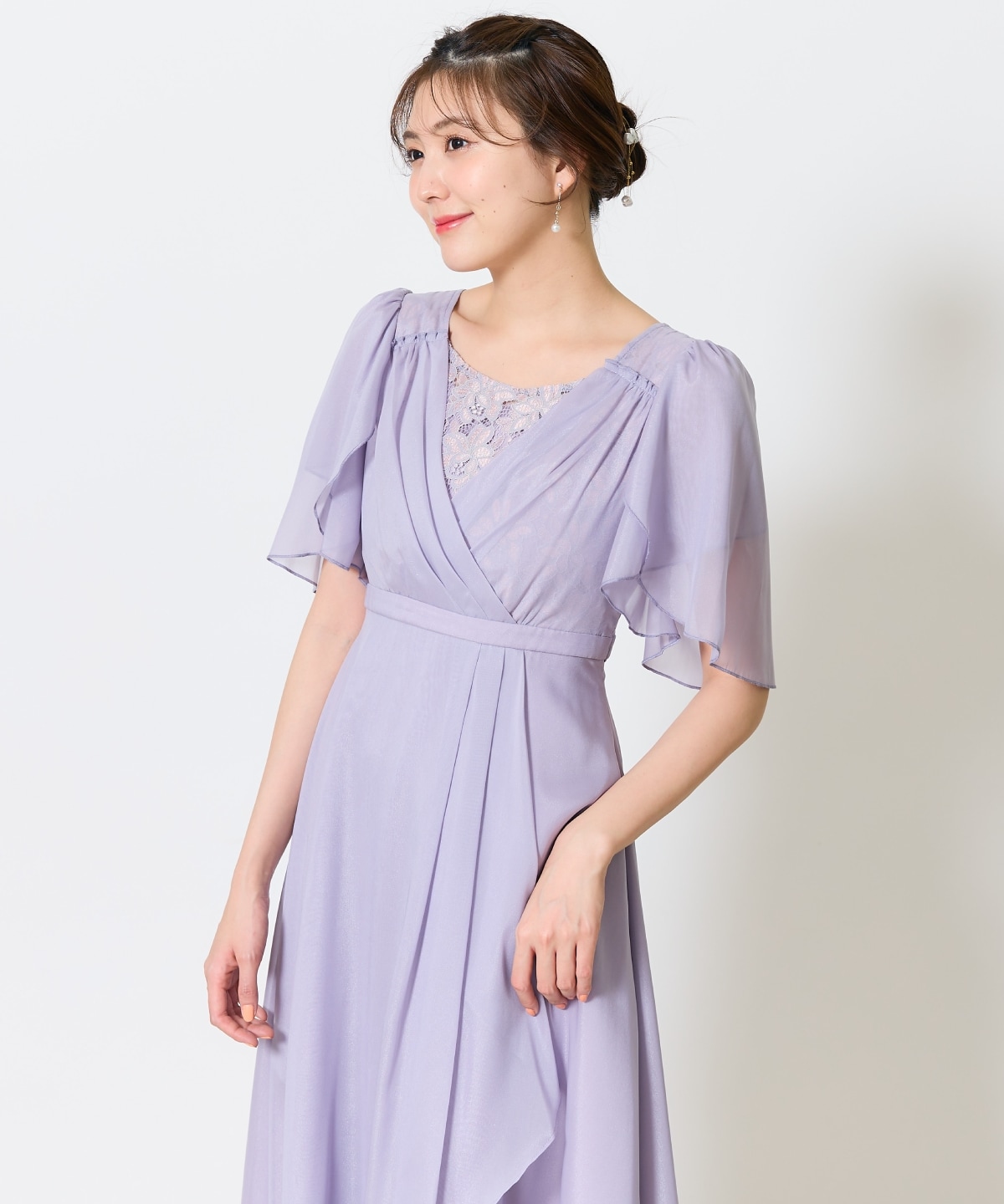 カシュクールレースレイヤードドレス