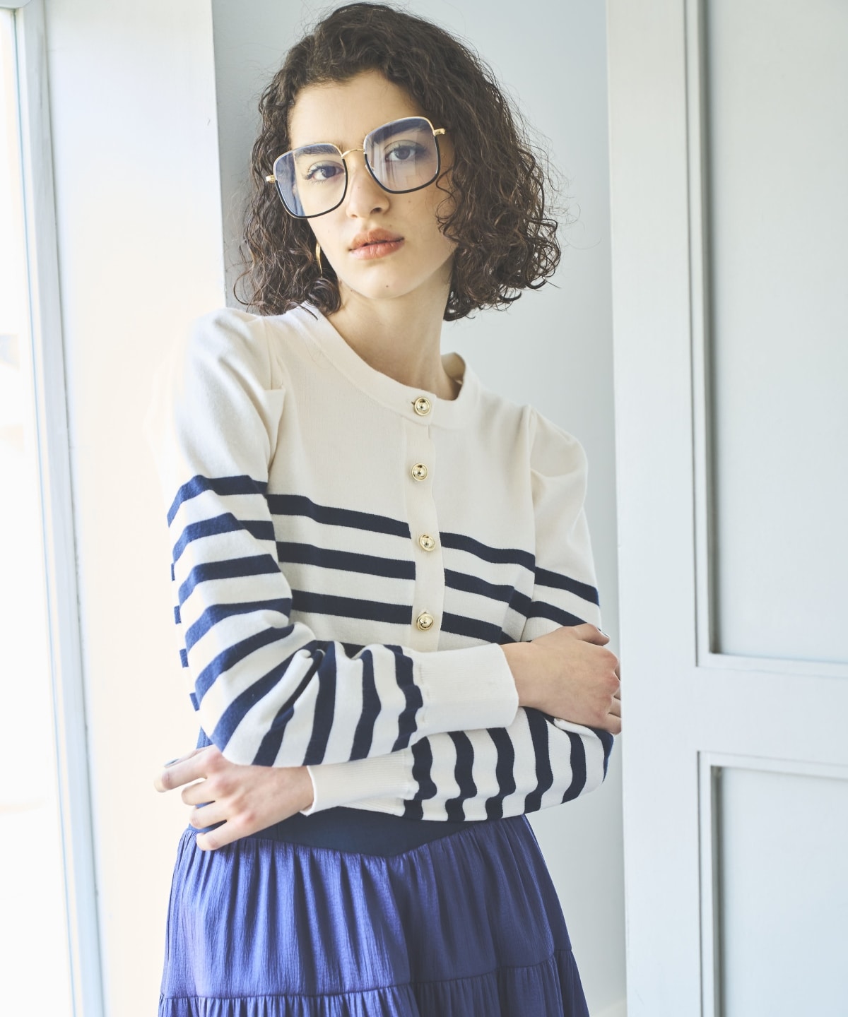 パワショルクルーネックカーディガン