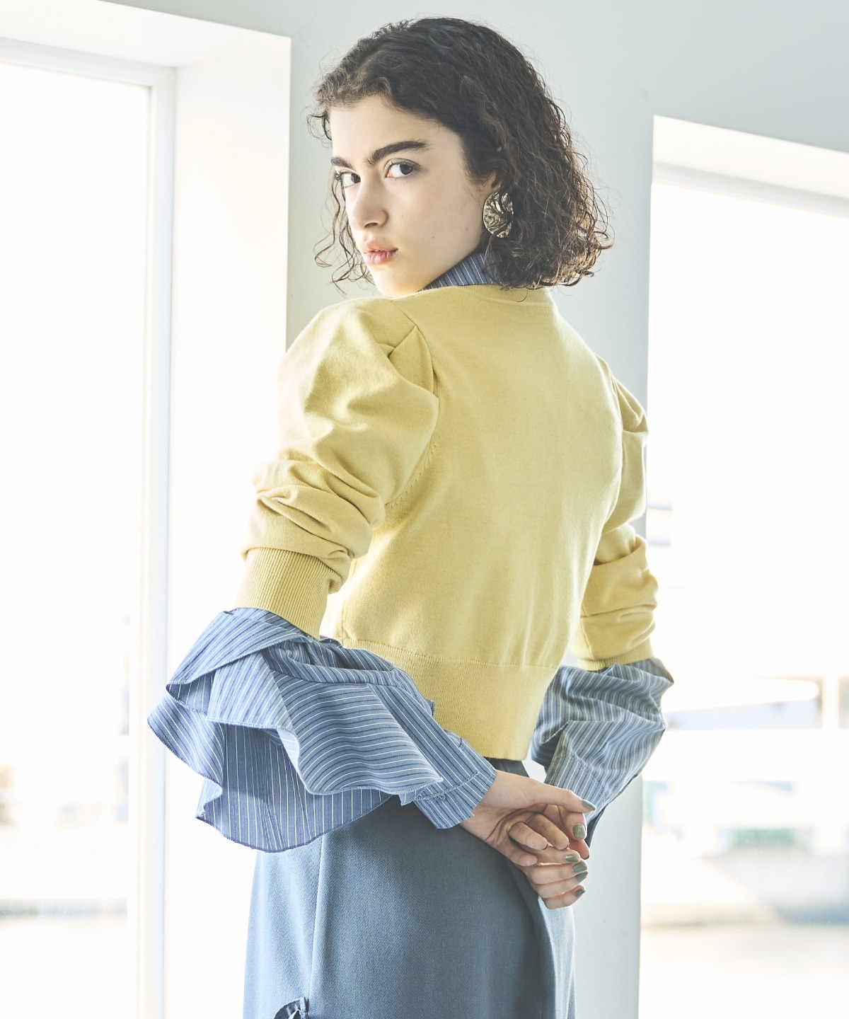 パワショルクルーネックカーディガン