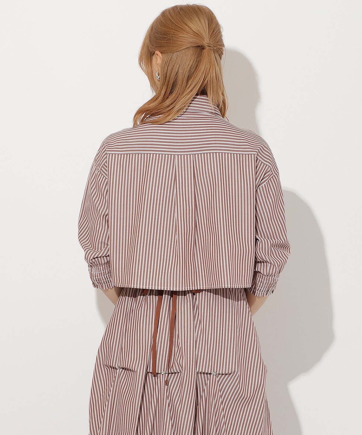 ストライプシャーリングブラウス