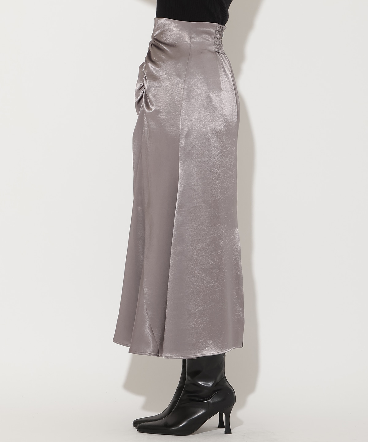 ワンサイドシャーリングサテンスカート