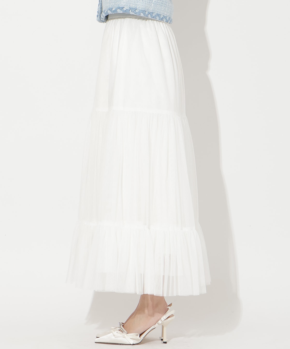 チュールティアードギャザースカート