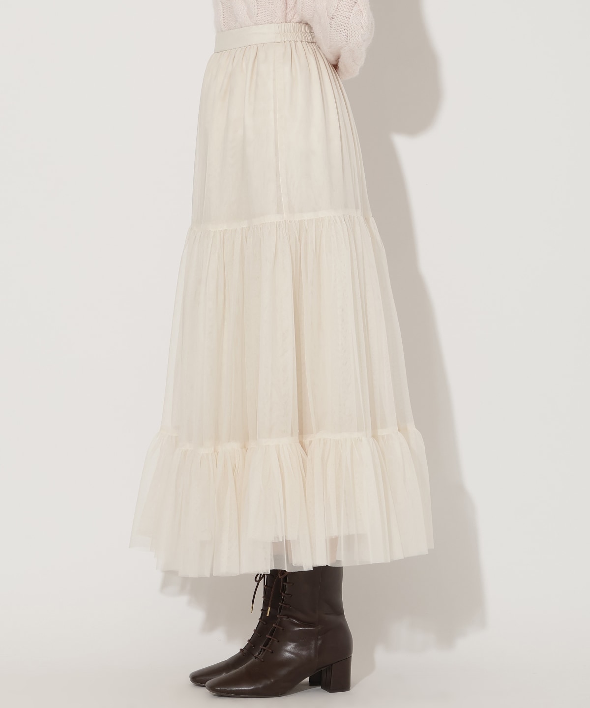 チュールティアードギャザースカート