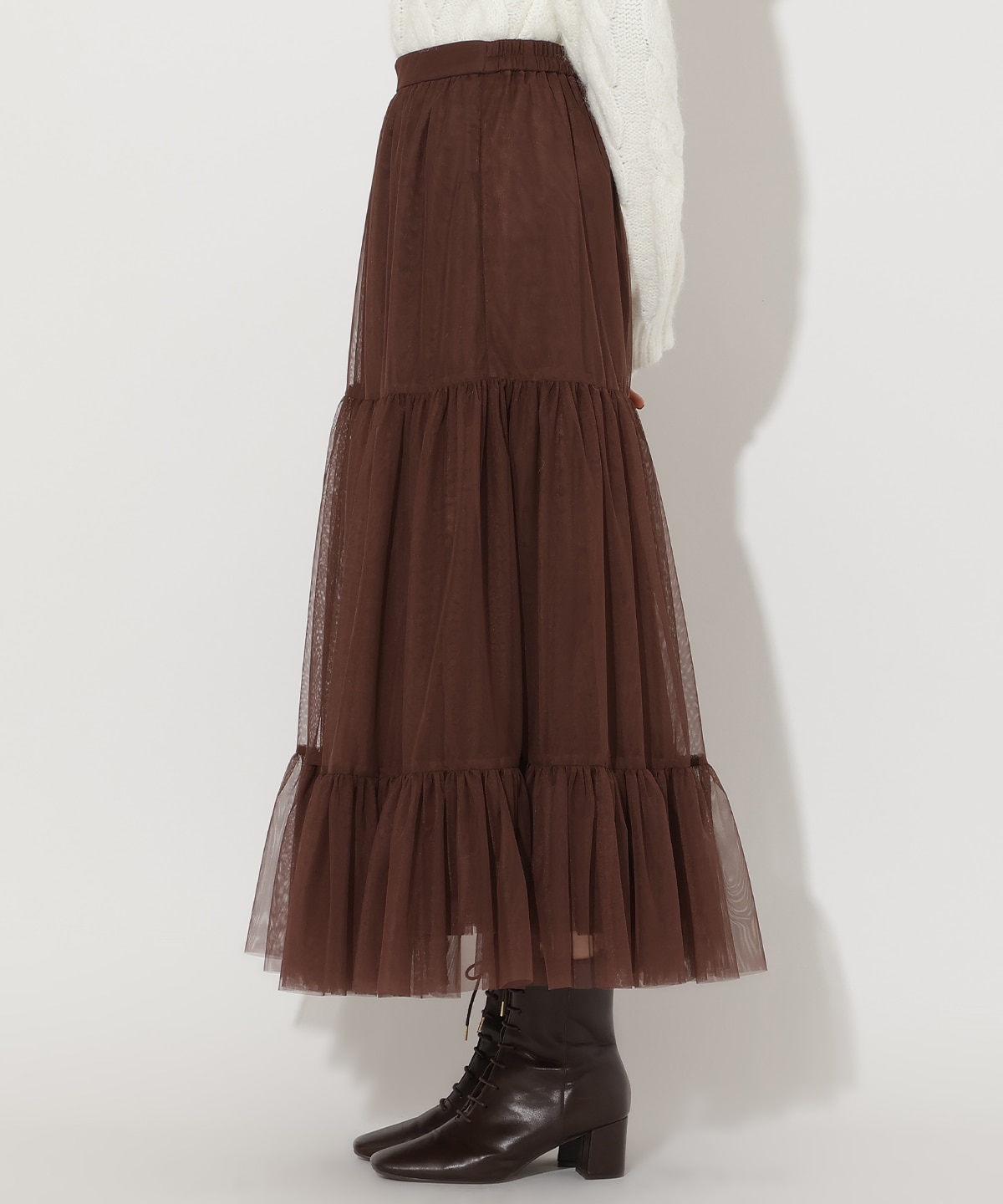 チュールティアードギャザースカート