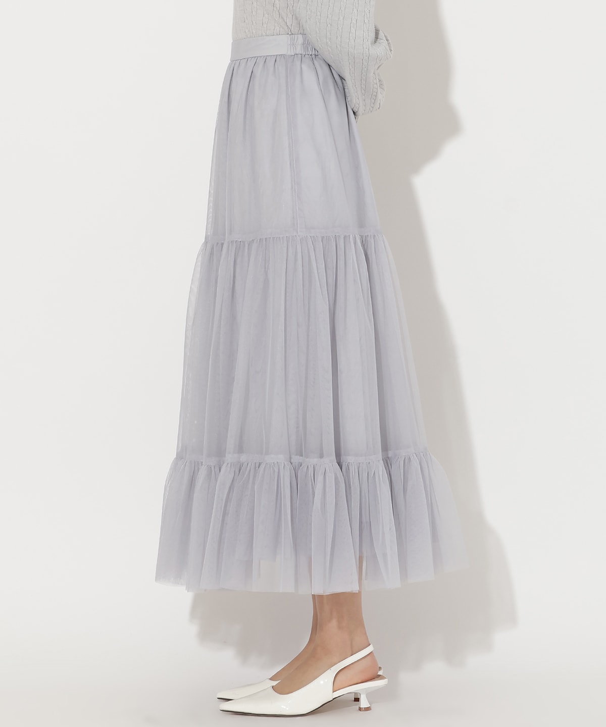 チュールティアードギャザースカート