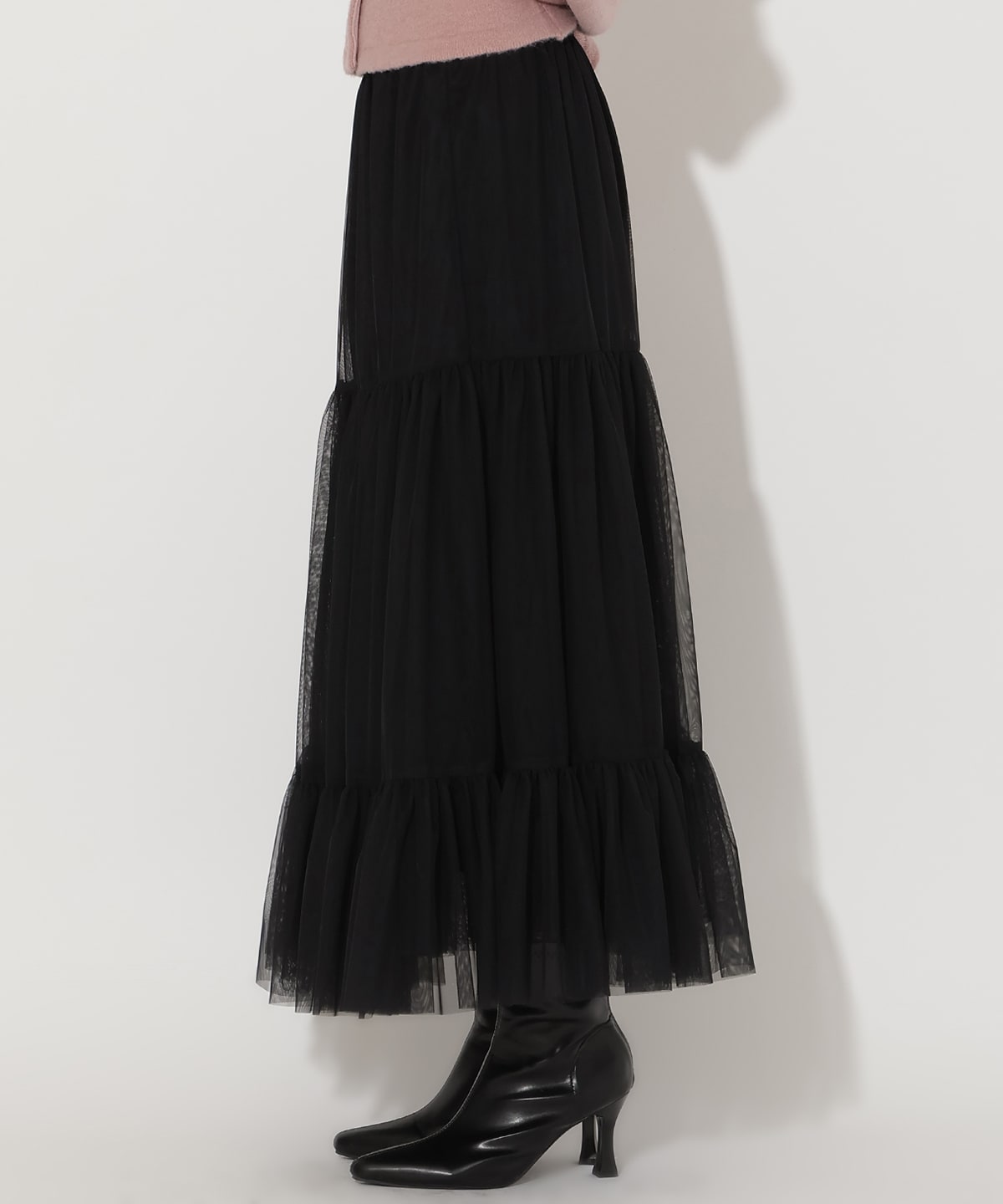 チュールティアードギャザースカート