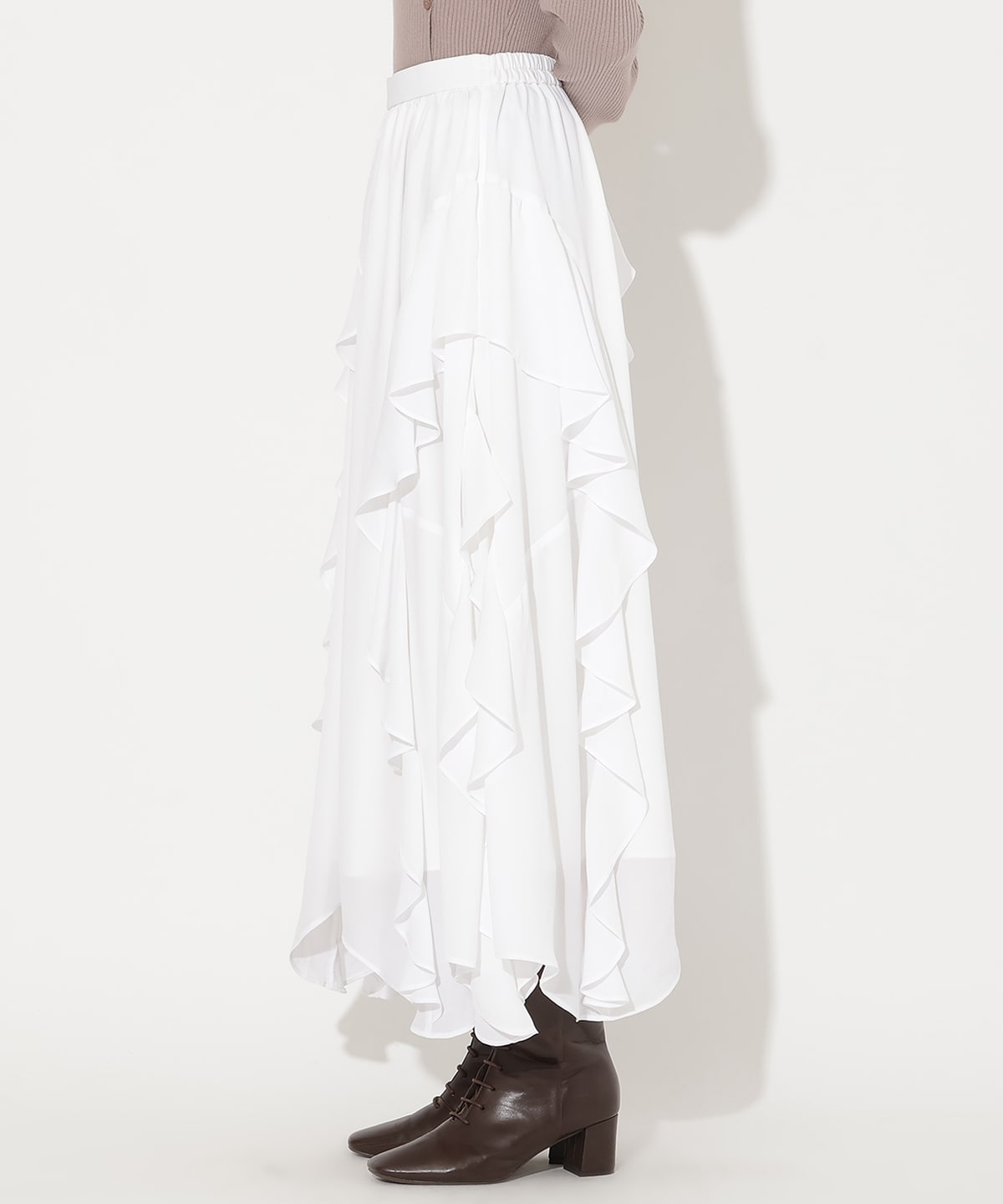 ラッフル切替フレアスカート