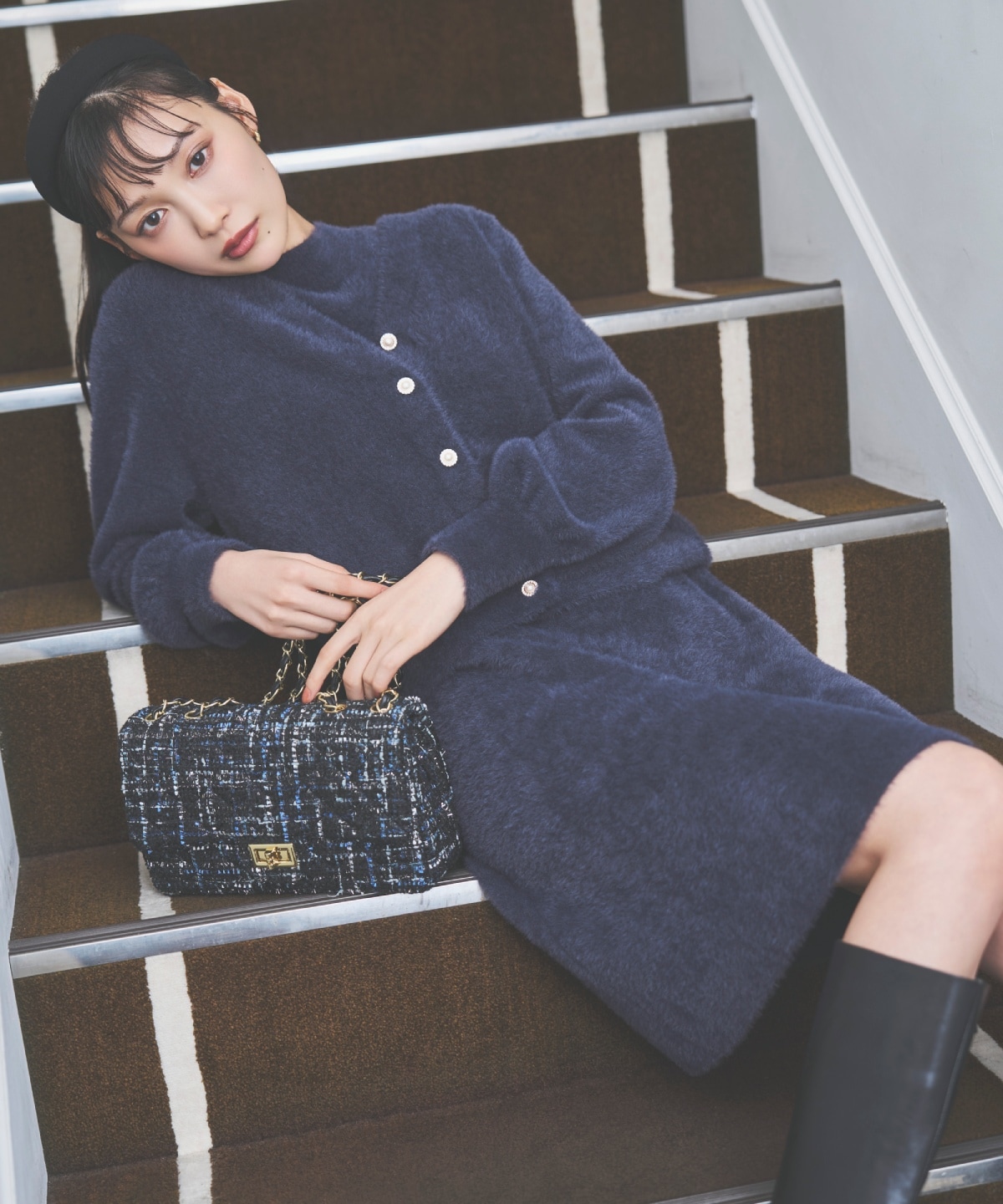 ラメフェザーニットアンサンブル