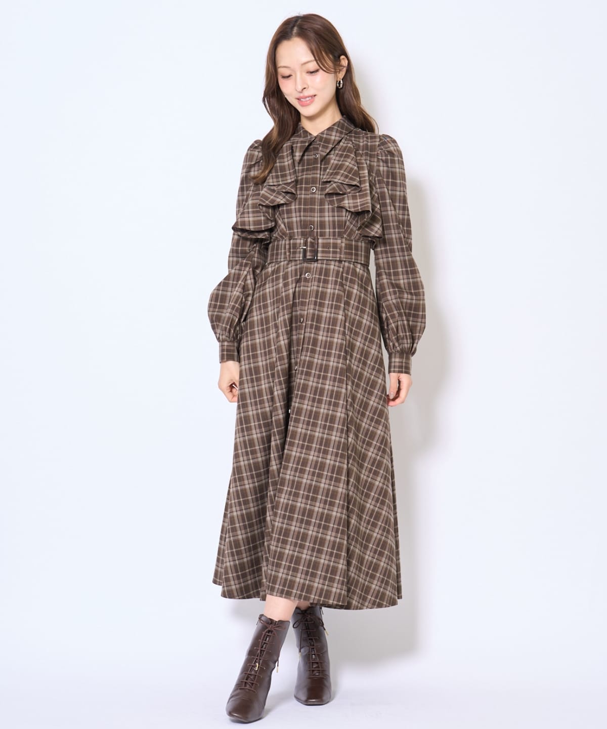 フリルケープシャツワンピース