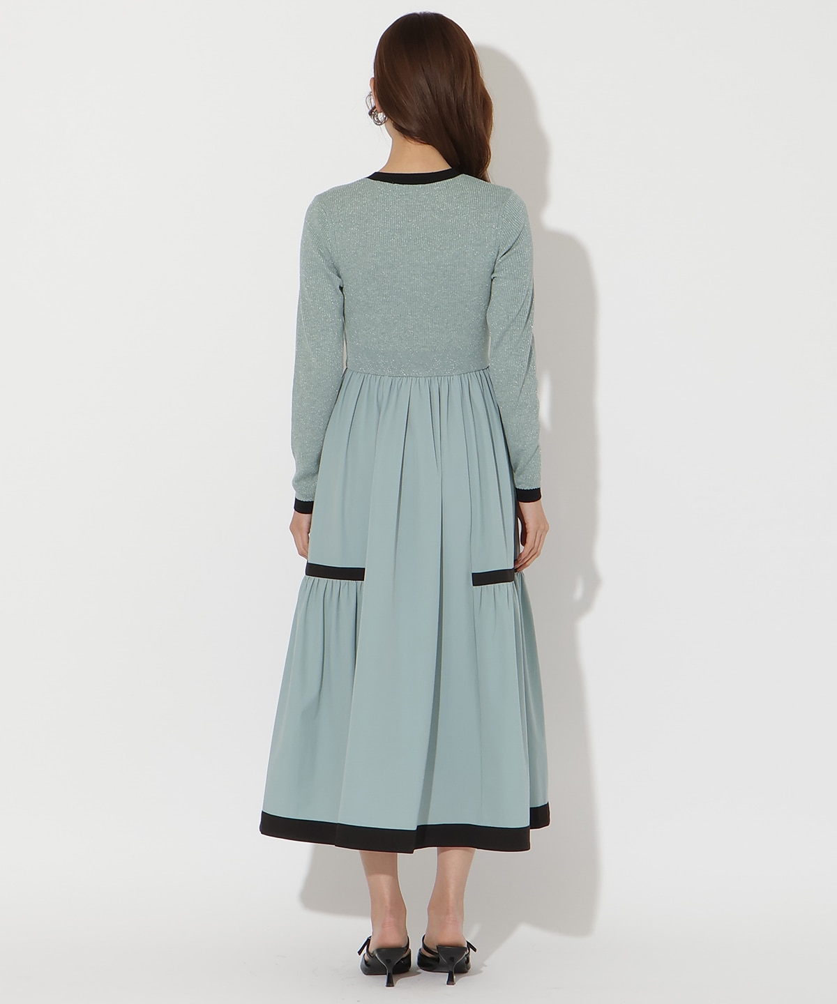 【先行予約受付中】ラメ入り配色ドッキングワンピース