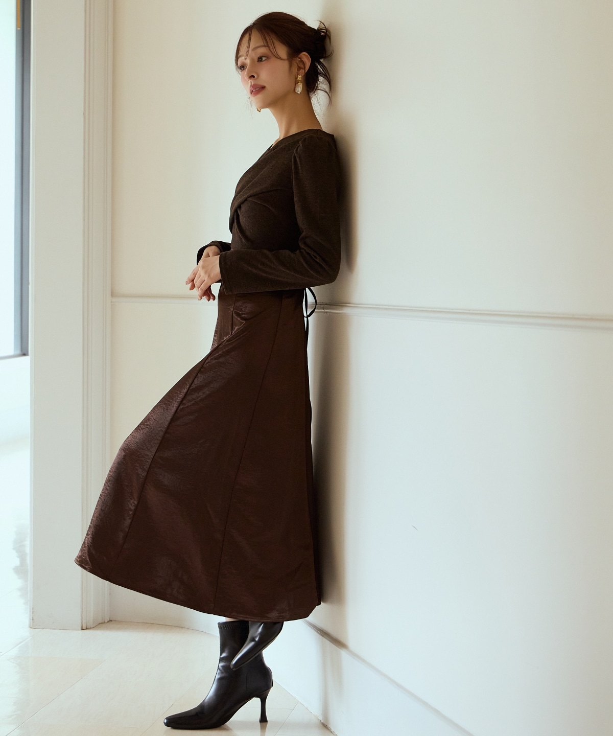 サテンドッキングワンピース