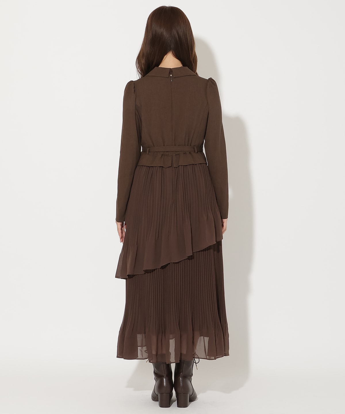 ジャケットレイヤードプリーツワンピース