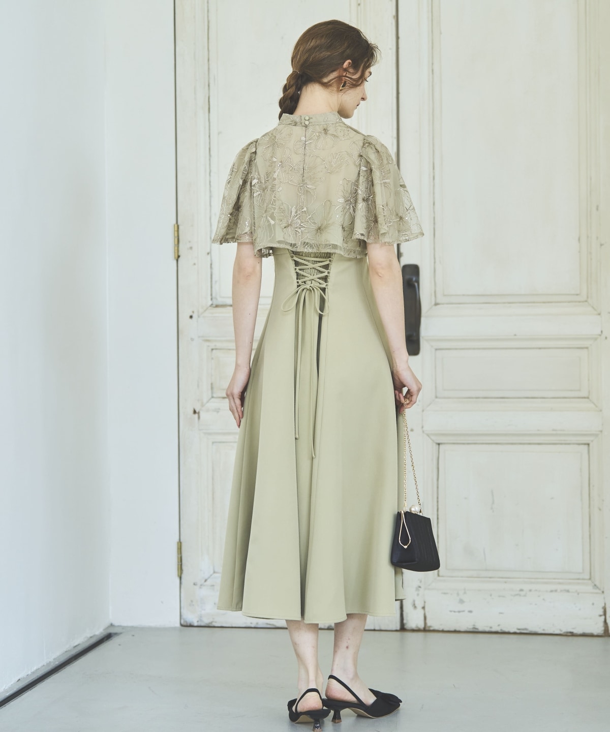 ラメフラワーチュールレイヤードドレス