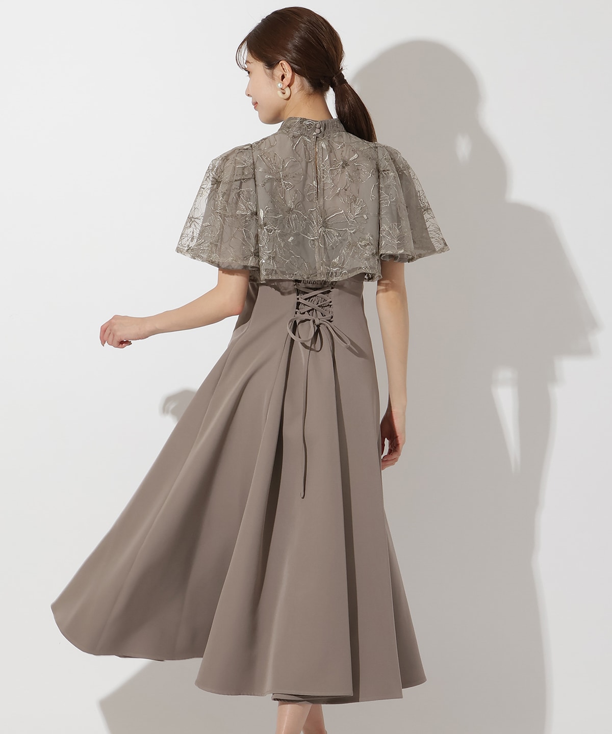 ラメフラワーチュールレイヤードドレス