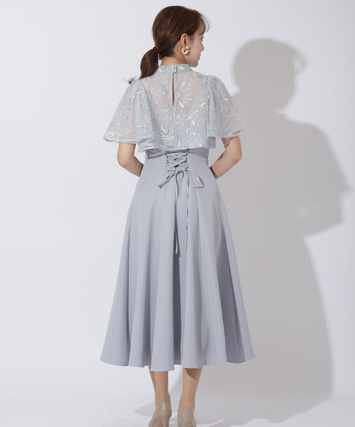 ラメフラワーチュールレイヤードドレス