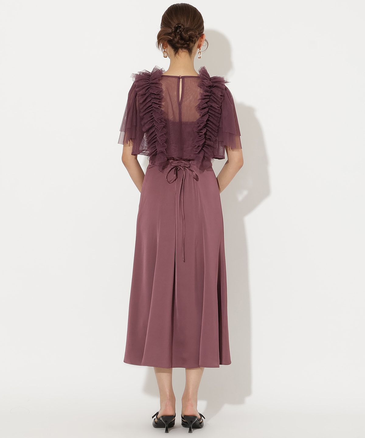 チュールフリルレイヤードドレス