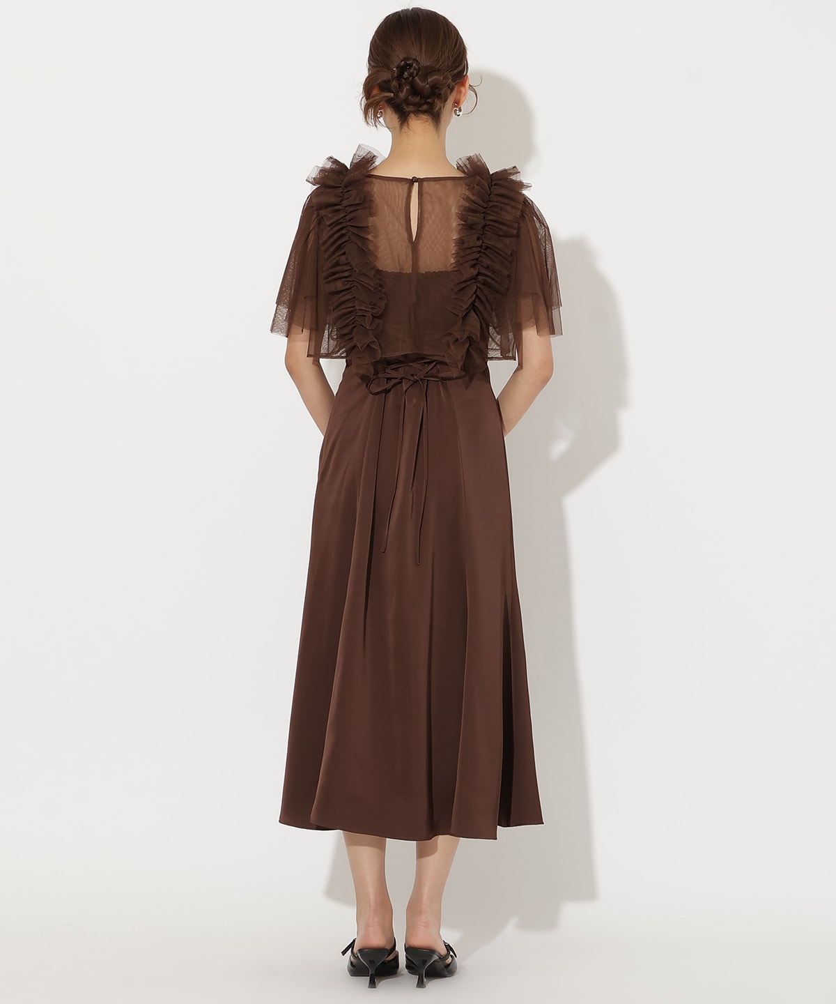 チュールフリルレイヤードドレス