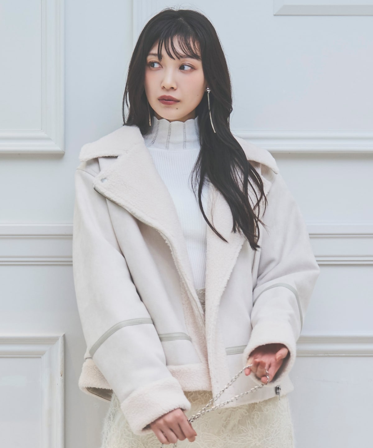 ムートンボアライダースブルゾン