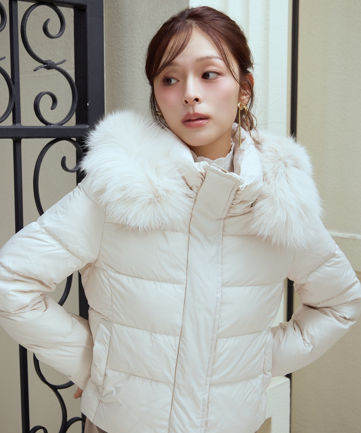 FOXファー付きショートダウン