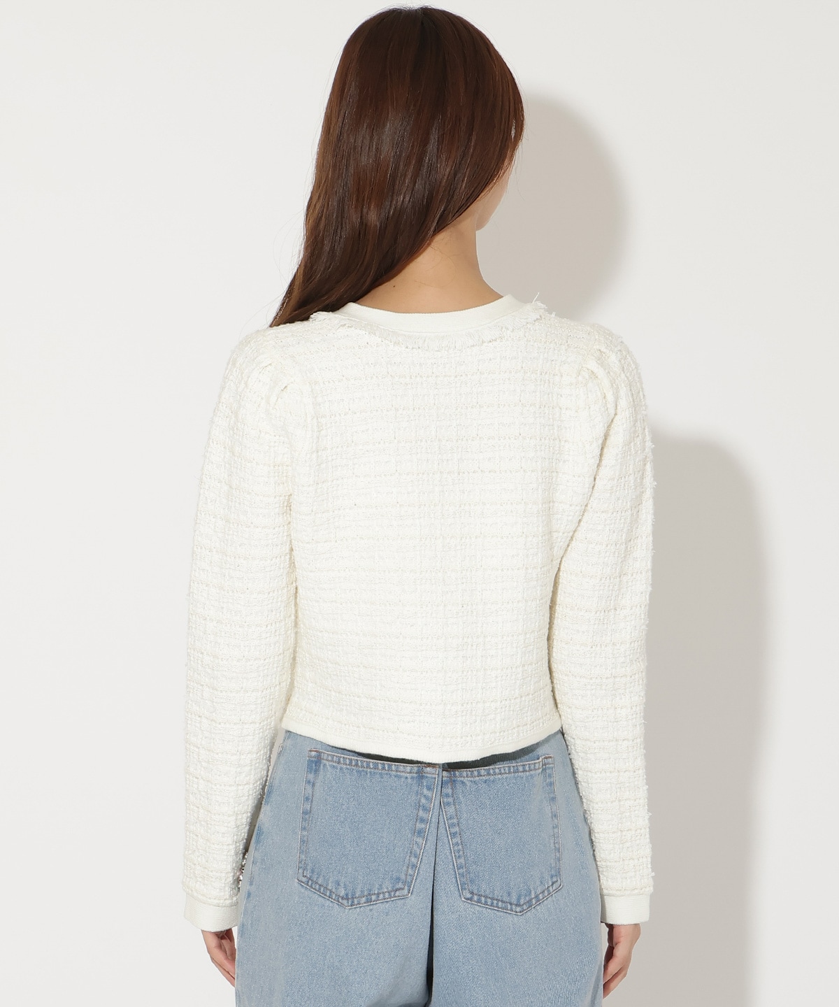 ツイードライクニットカーディガン