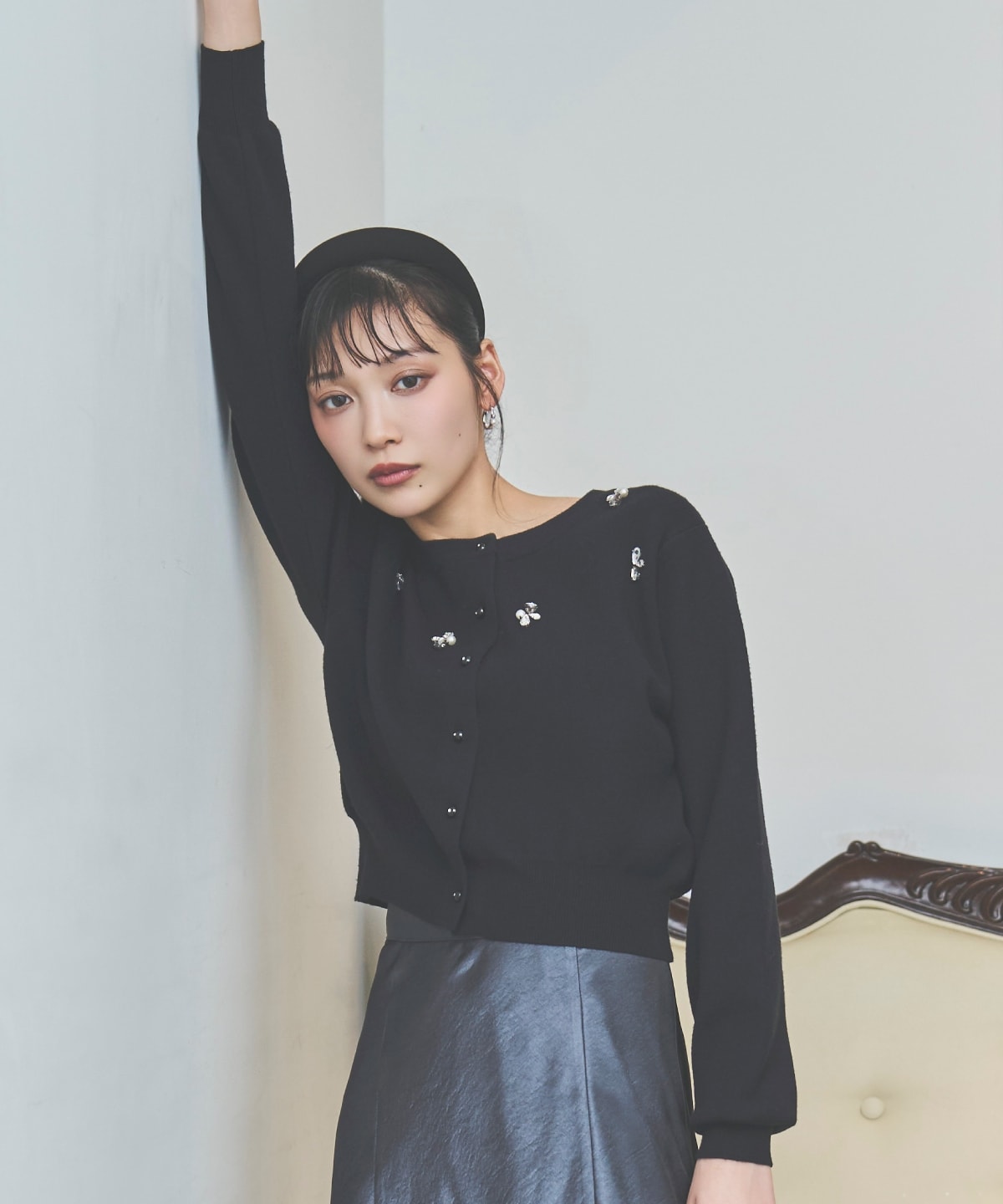 ビジュー×パールニットカーディガン