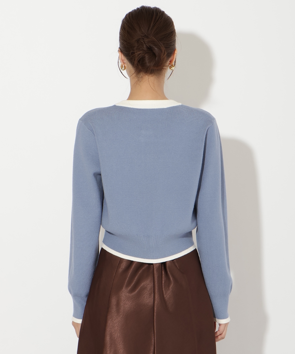 配色カーディガン