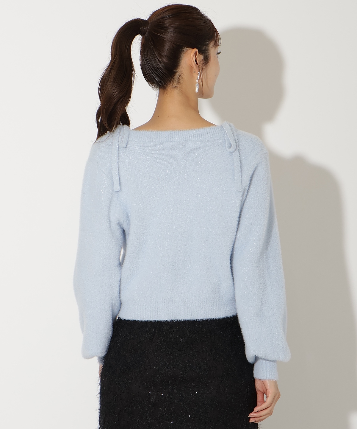 ラメフェザーショルダーリボンアンサンブル