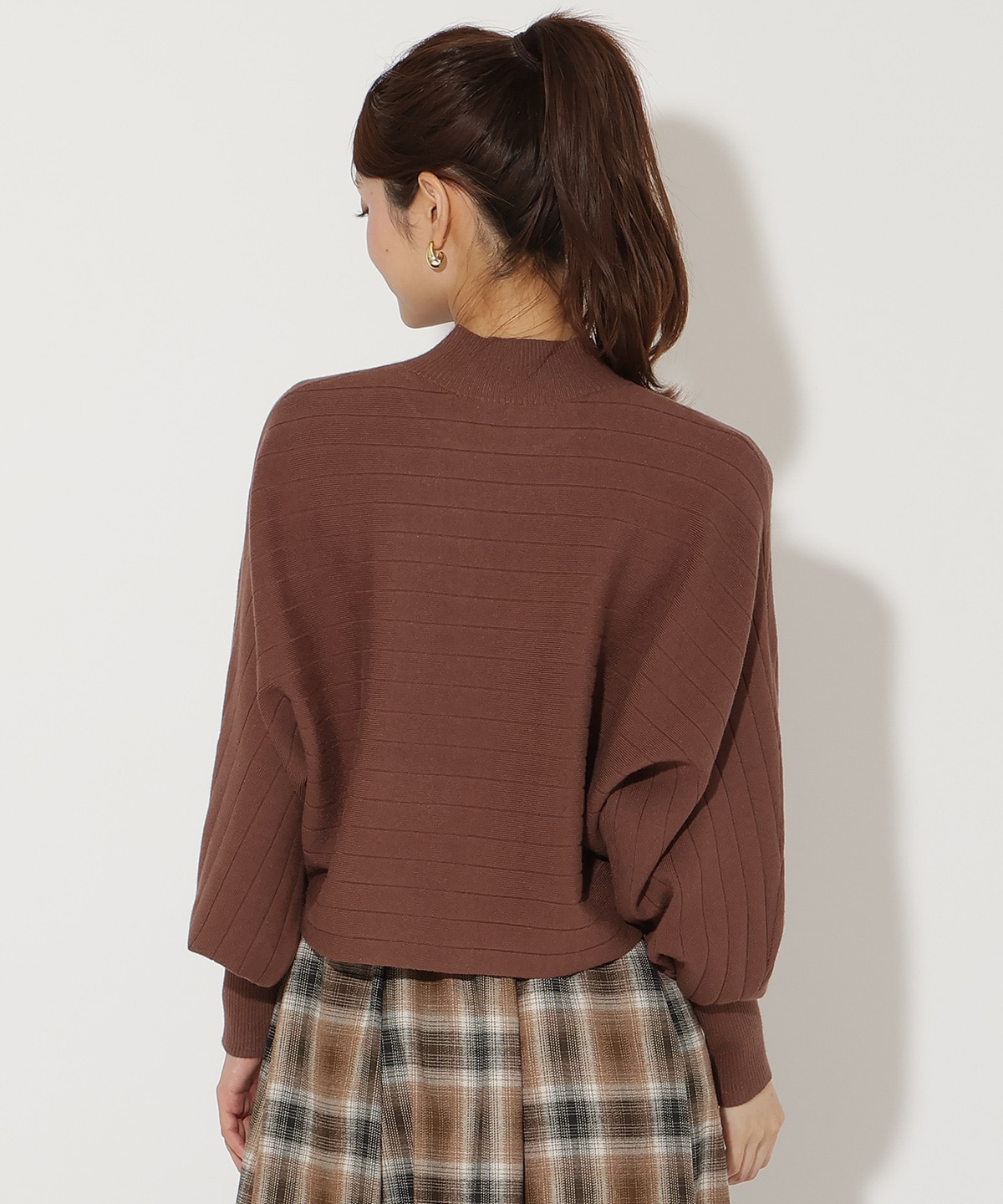 ワイドリブドルマンニット