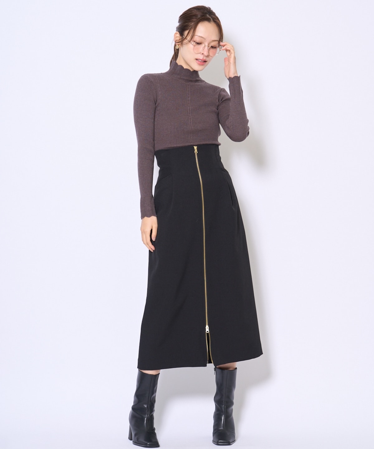 スカラハイネックニットプルオーバー