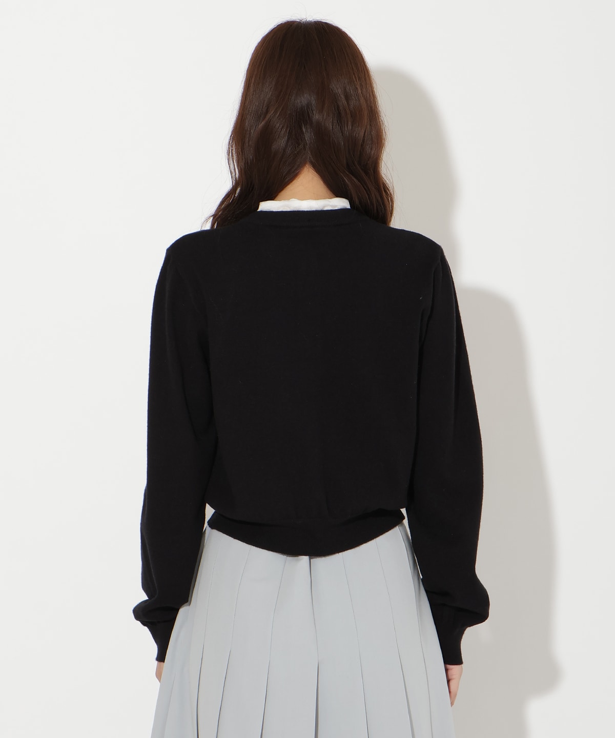 異素材リボンニットカーディガン