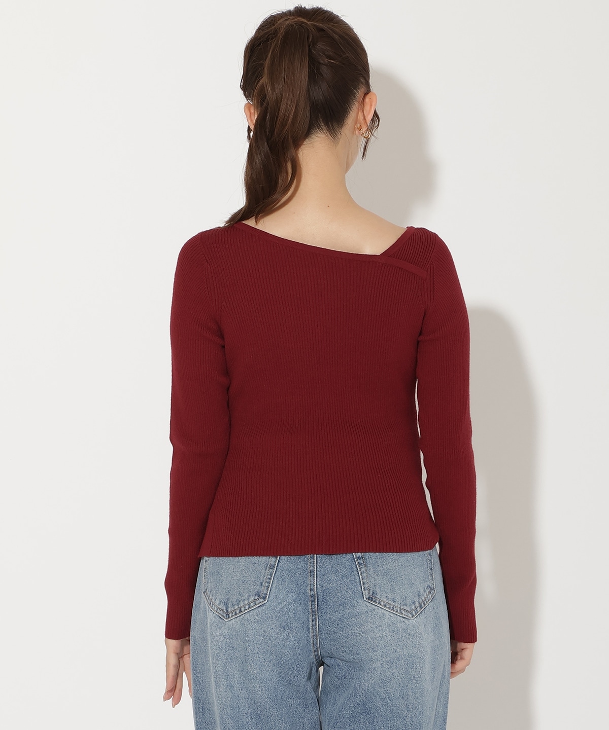 アシメＶネック長袖プルオーバー