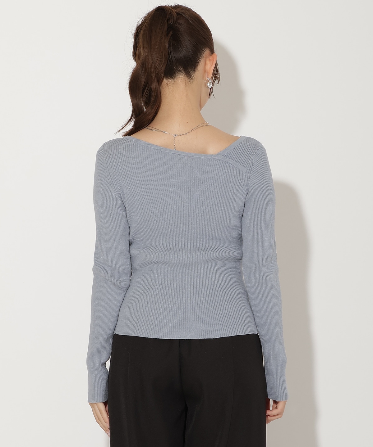 アシメVネック長袖プルオーバー