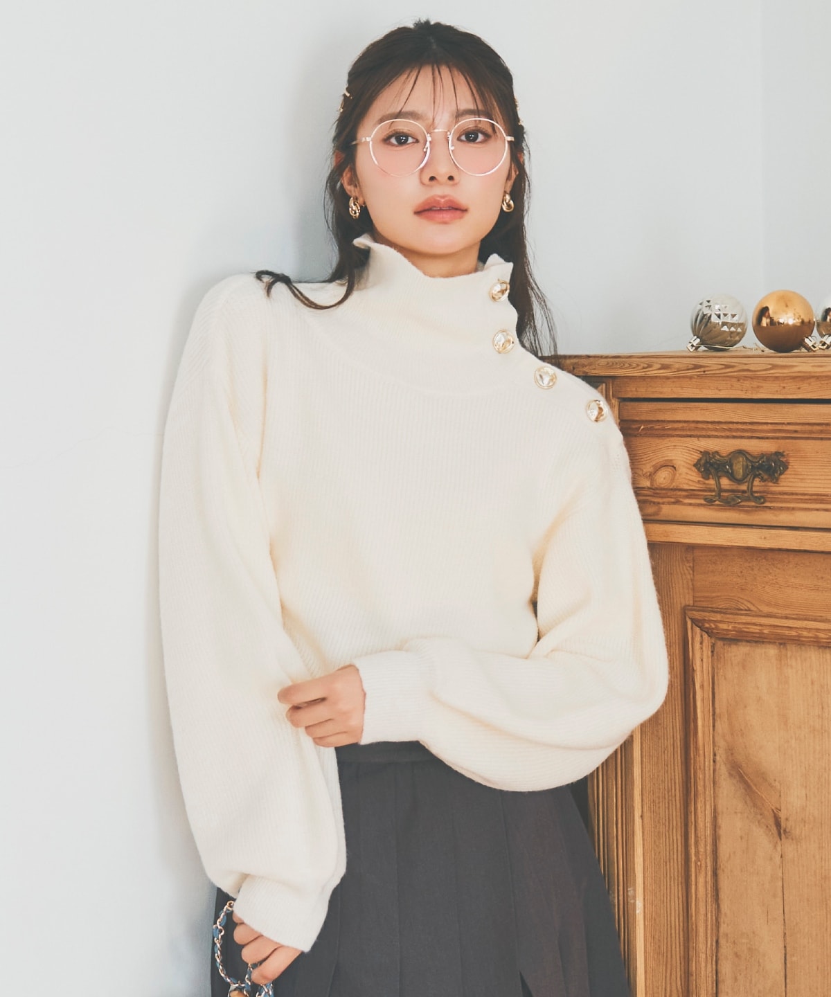 ショルダーボタンマルチウェイニットプルオーバー