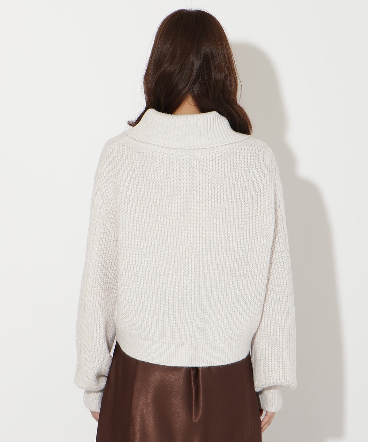 ラメケーブルタートルニットプルオーバー