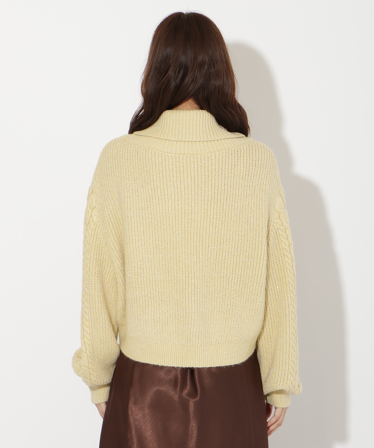 ラメケーブルタートルニットプルオーバー