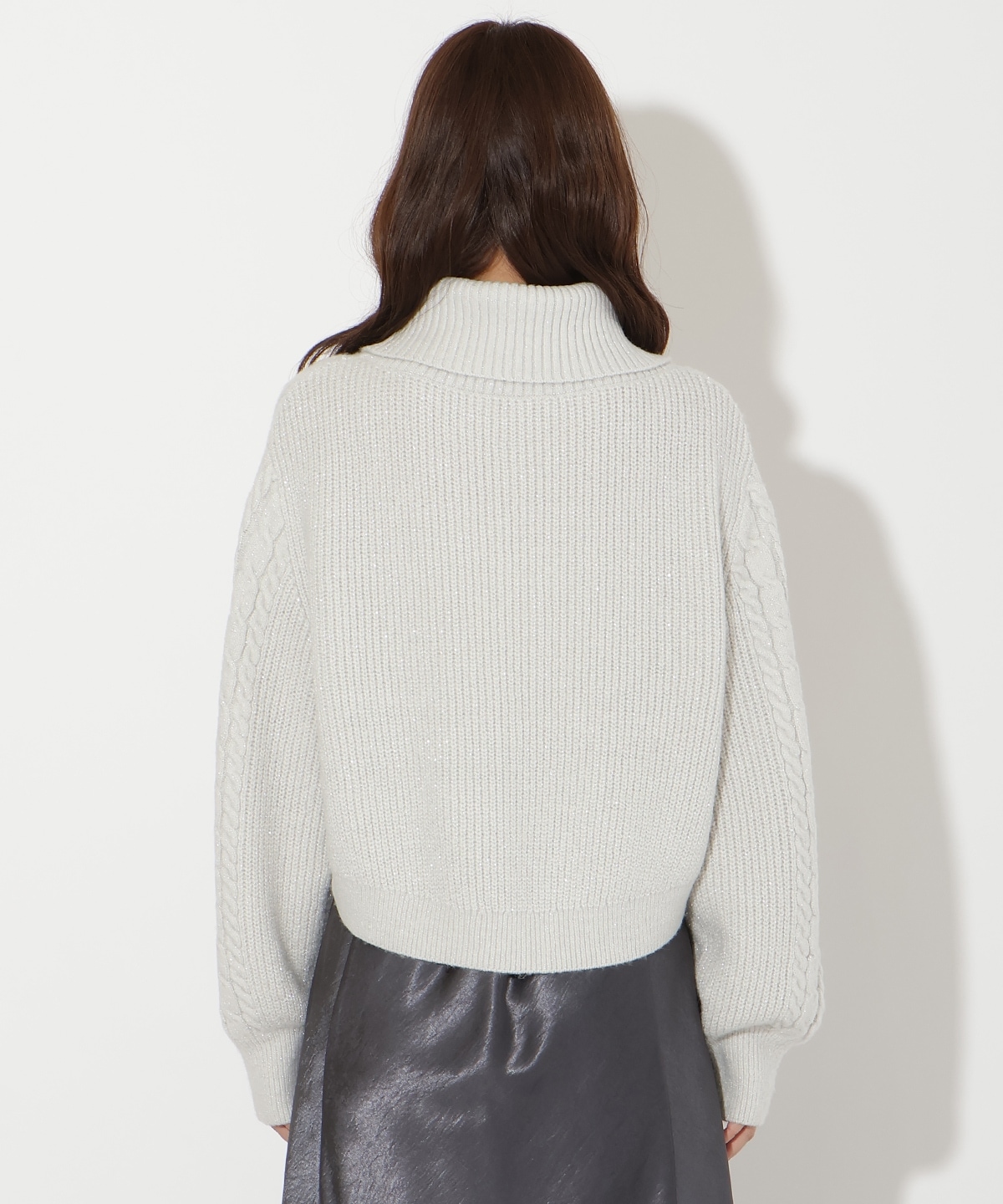 ラメケーブルタートルニットプルオーバー