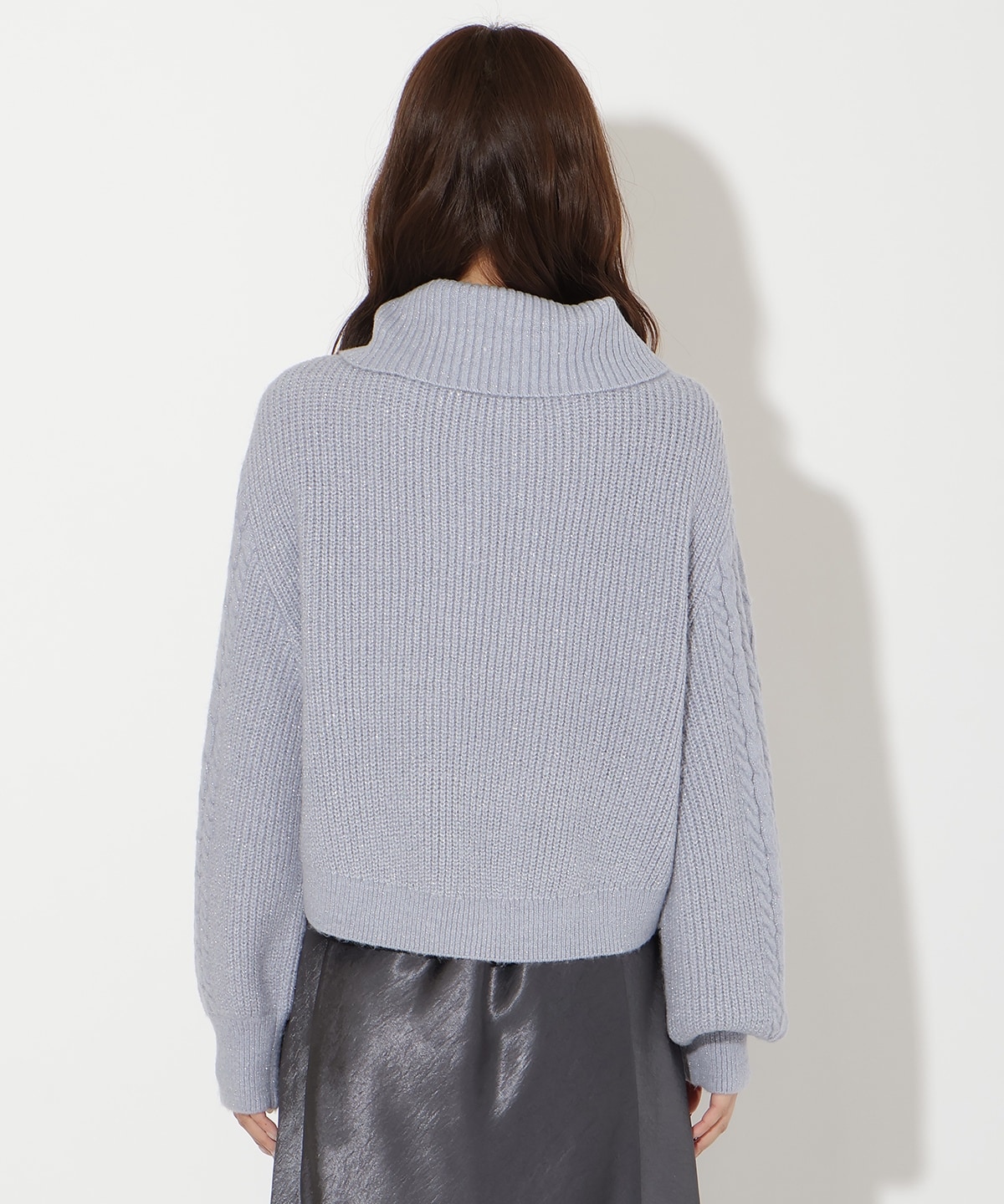 ラメケーブルタートルニットプルオーバー