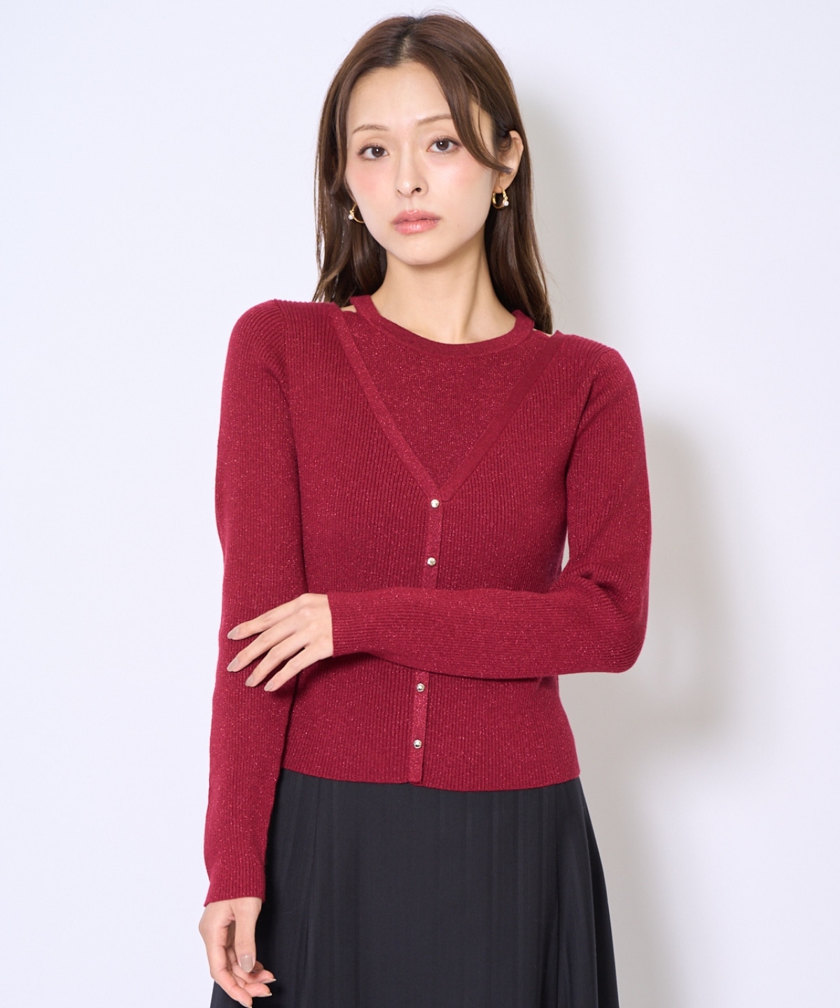 ホルタードッキングカーディガン風プルオーバー