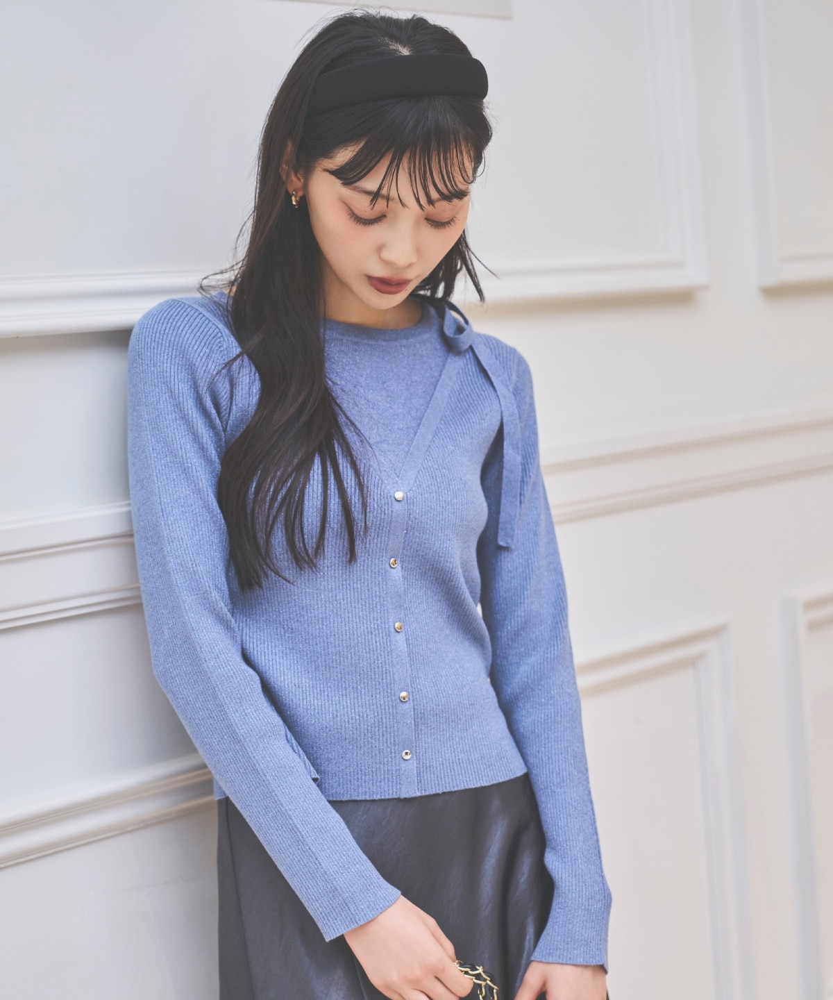 ホルタードッキングカーディガン風プルオーバー