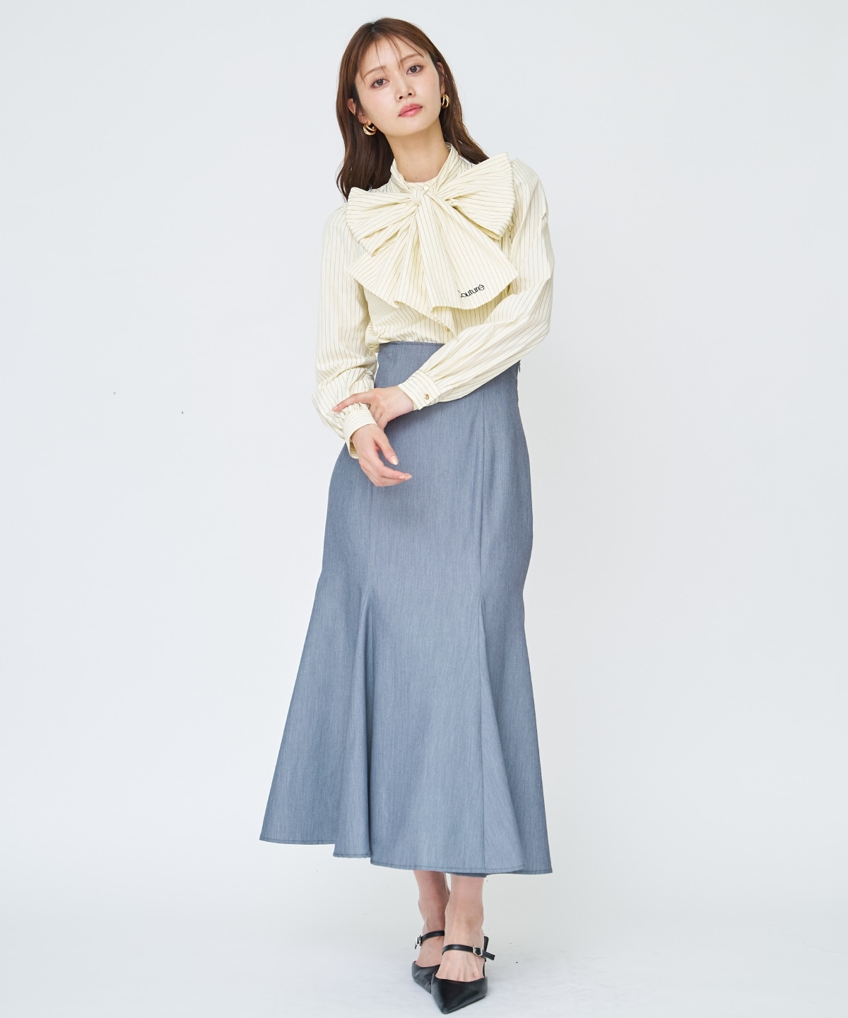 【先行予約受付中】バタフライリボンストライプブラウス